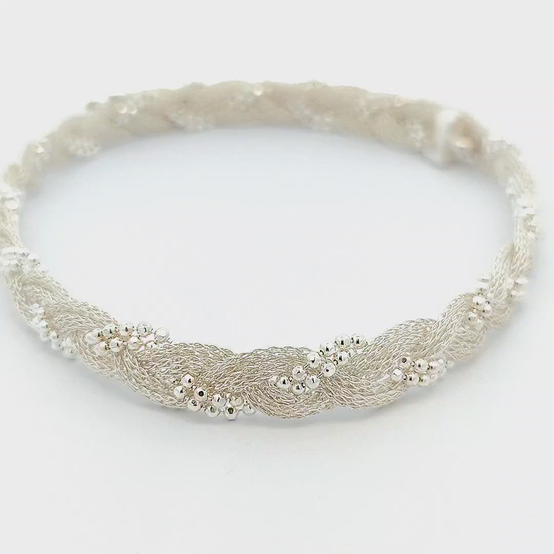 Sterling Silver Mesh and Ball Chain Necklace