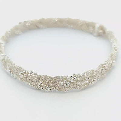 Sterling Silver Mesh and Ball Chain Necklace
