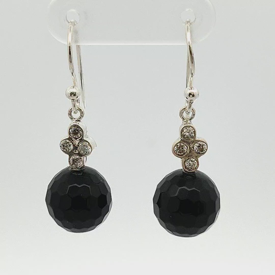 Black Onyx Bead Earrings - Clara