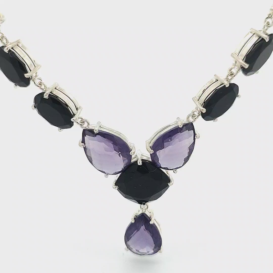 Black Onyx & Amethyst Necklace - Ruth