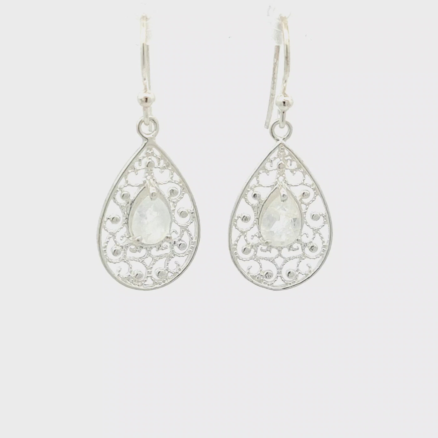 Rainbow Moonstone Droplet Earrings - Rebecca