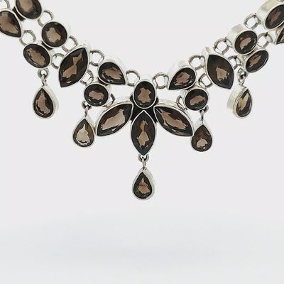 Smokey Quartz Droplet Necklace - Shirley