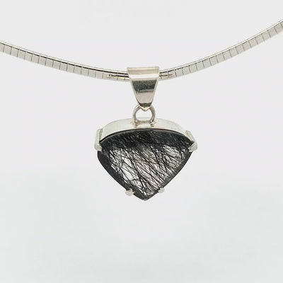 Faceted Black Rutilated Quartz Pendant - Saskia