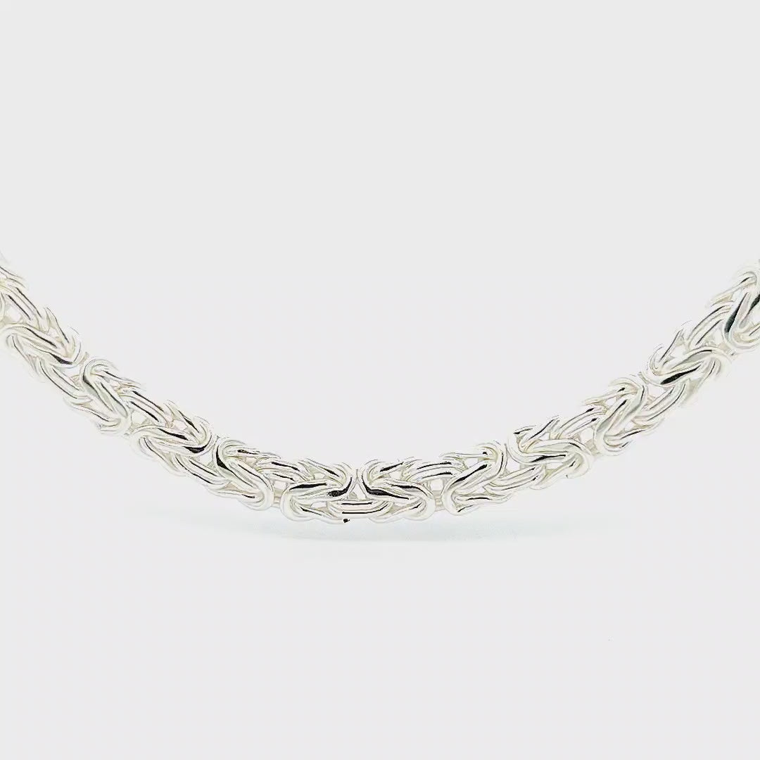 Oval Silver Byzantine Necklace, Width 9mm