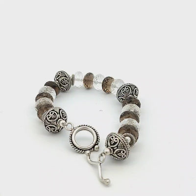 Smokey Quartz and Sterling Silver Bead Bracelet - Antoine