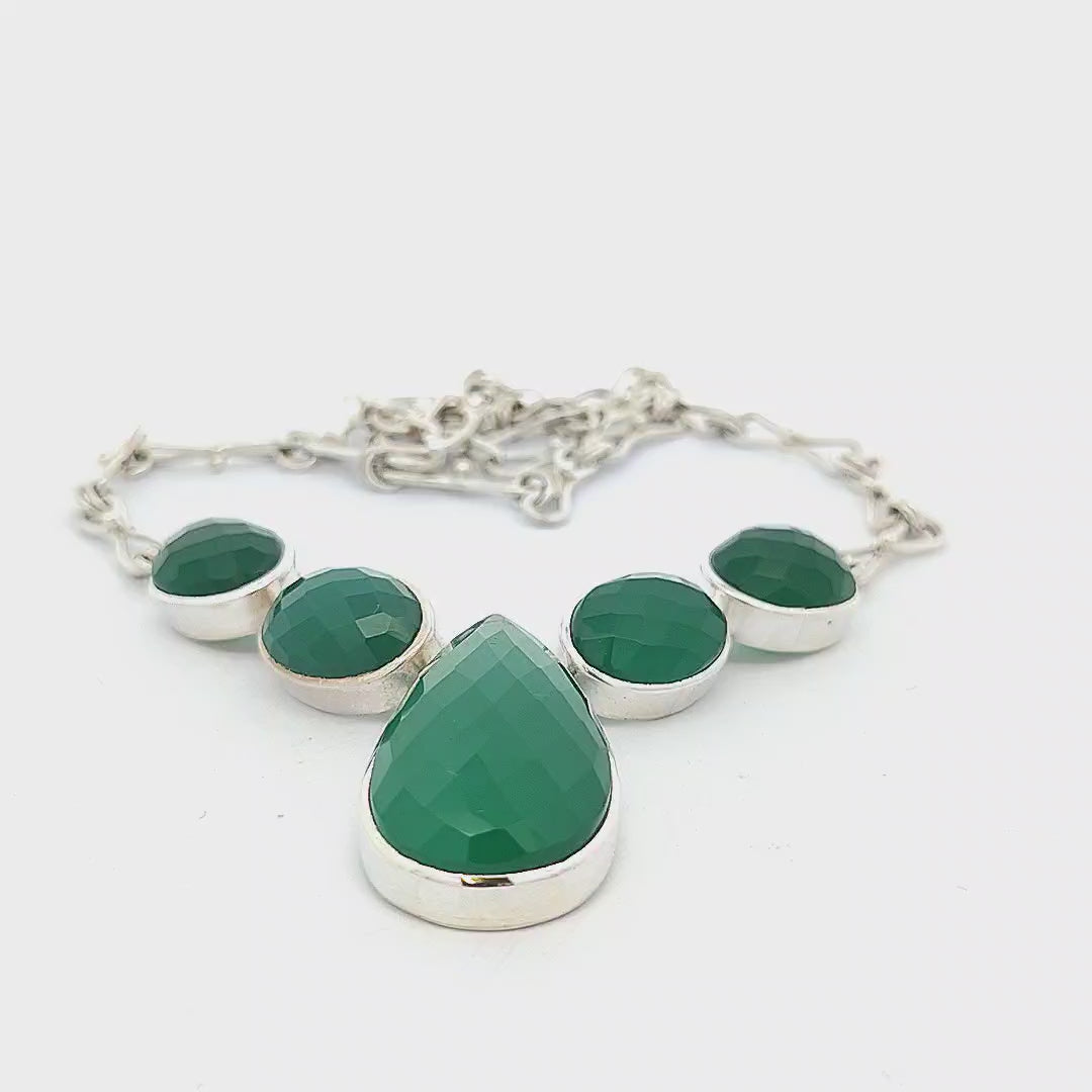 Faceted Green Onyx Necklace - Bella
