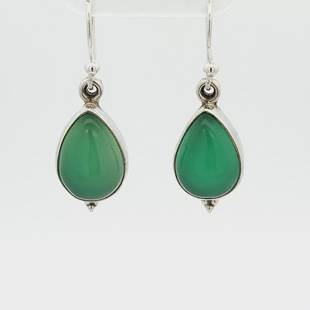 Green Onyx Tear Drop Earrings - Adelle