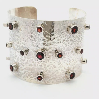 Cuff Bracelet with Garnets