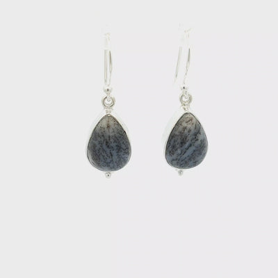 Dendritic Agate (Dark) Tear Drop Earrings - Adelle