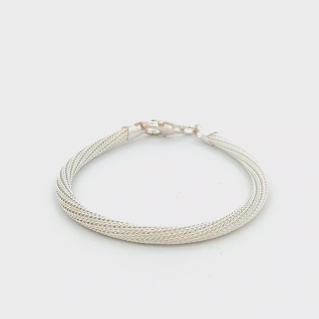 Sterling Silver Twisted Mesh Bracelet - Width 4mm