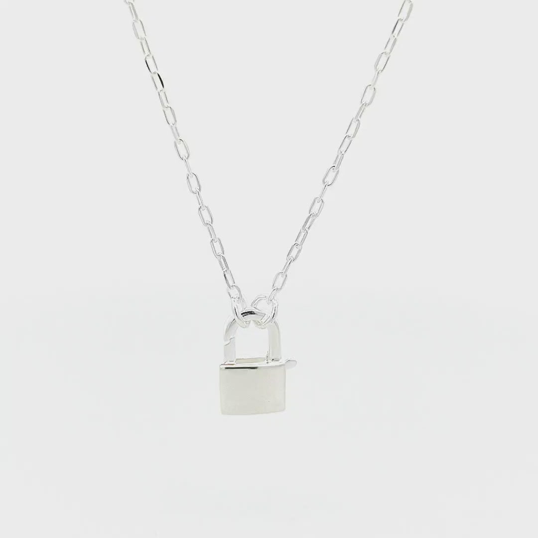 Sterling Silver Lock Pendant Chain - 1mm