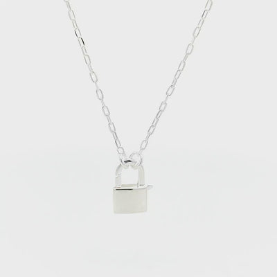 Sterling Silver Lock Pendant Chain - 1mm