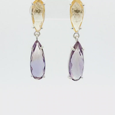 Citrine & Amethyst Drop Earrings - Jenna