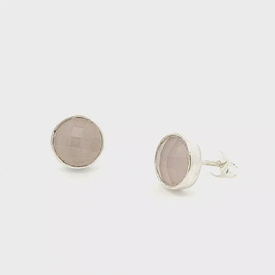 Rose Quartz Stud Earrings - Carly