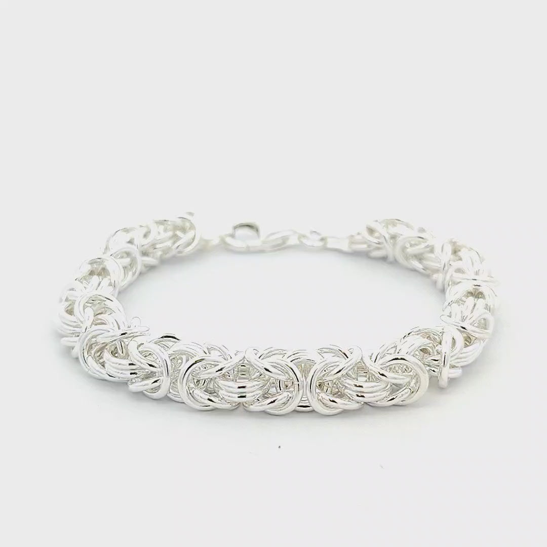 Solid Sterling Silver Byzantine Bracelet