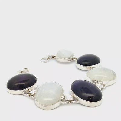 Rainbow Moonstone and Amethyst Bracelet - Florence