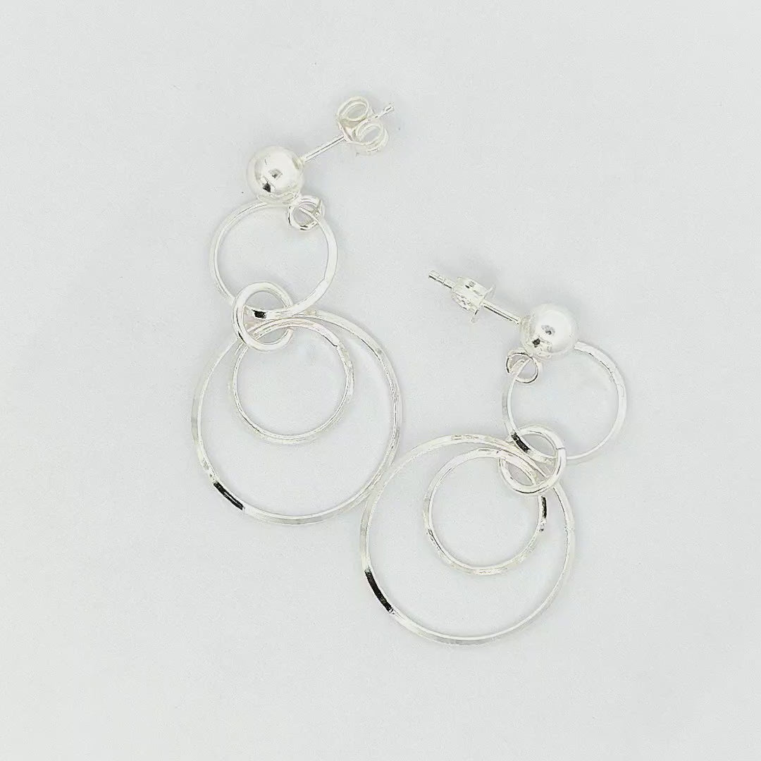 Sterling Silver Dangly Rings Earrings - Iria