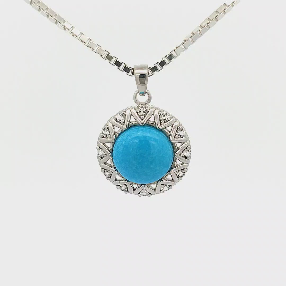 Turquoise and White Topaz Pendant  - Emily