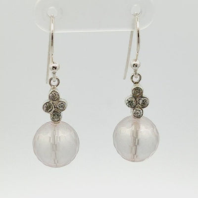 Rose Quartz Bead Earrings - Clara