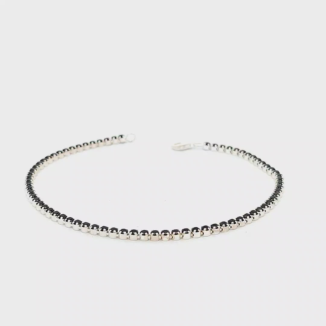 Black Cubic Zirconia and Sterling Silver Tennis Bracelet