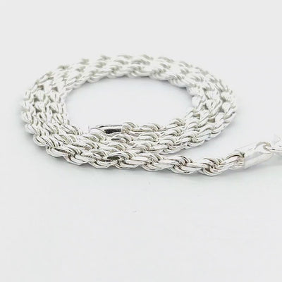 Sterling Silver Diamond Cut Rope Chain - 4mm