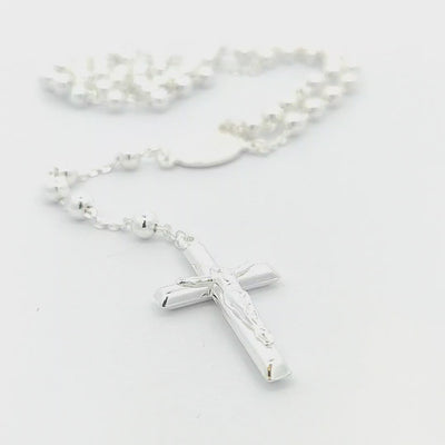 Sterling Silver Rosary Bead Necklace - 5mm