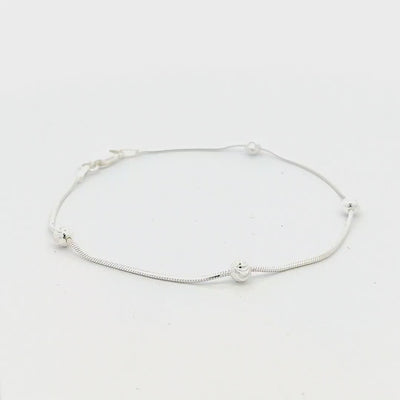 Sterling Silver Snake Bracelet with Diamond Cut Balls