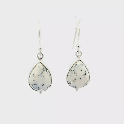 Dendritic Agate (Light) Tear Drop Earrings - Adelle