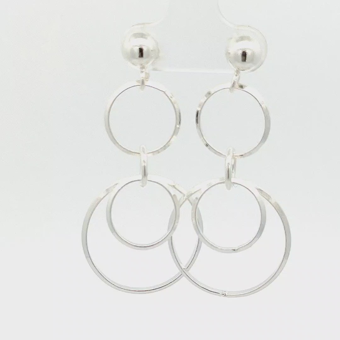 Sterling Silver Dangly Rings Earrings - Iria