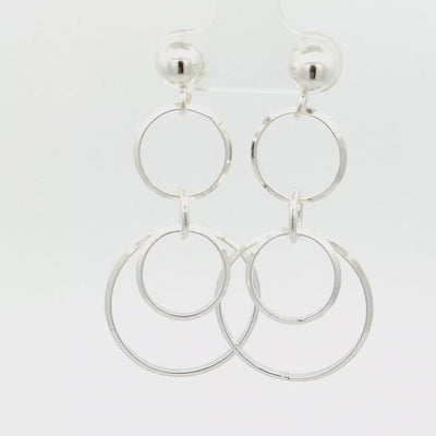 Sterling Silver Dangly Rings Earrings - Iria
