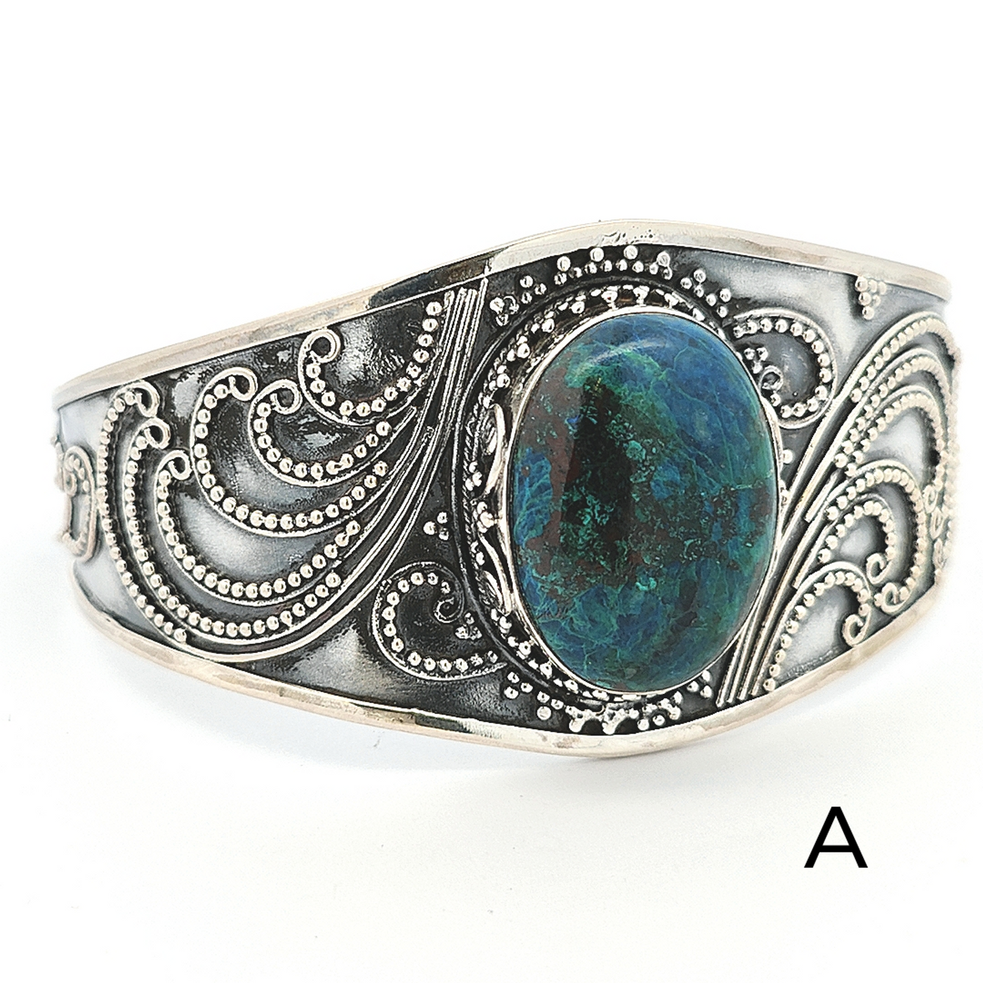 Sterling Silver Chrysocolla Cuff - Tatiana - boothandbooth